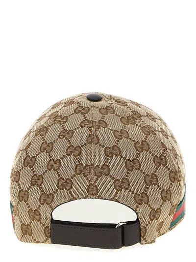 Gucci Men Beige Baseball Cap With Web Detail On The Side In Gg Canvas Man In Brown