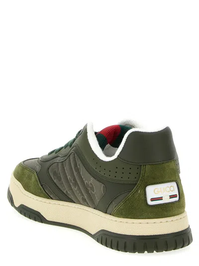 Gucci Round Toe Re-web Sneakers With Contrast Panel In Green
