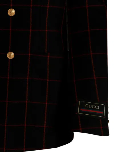 Gucci Double-breasted Check Blazer Multicolor In Multi