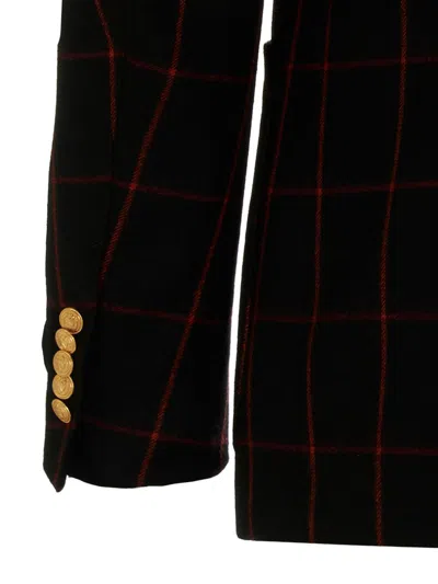 Gucci Double-breasted Check Blazer Multicolor In Multi