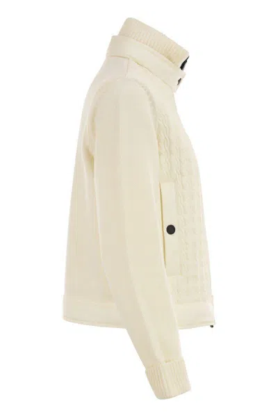 Moncler Grenoble Wool Padded Cardigan With Zip In Neutral