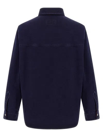 Gucci Blue Jacket With Classic Collar And Reversible Design In Cotton Man In Blue