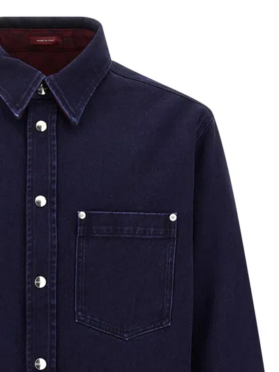 Gucci Blue Jacket With Classic Collar And Reversible Design In Cotton Man In Blue