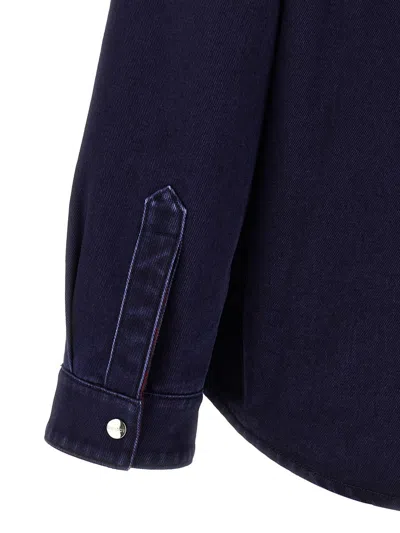 Gucci Blue Jacket With Classic Collar And Reversible Design In Cotton Man In Blue