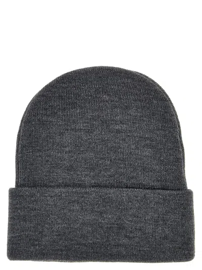 Gucci Wool Beanie With Front Embroidered Logo In Pastel Purple In Gray