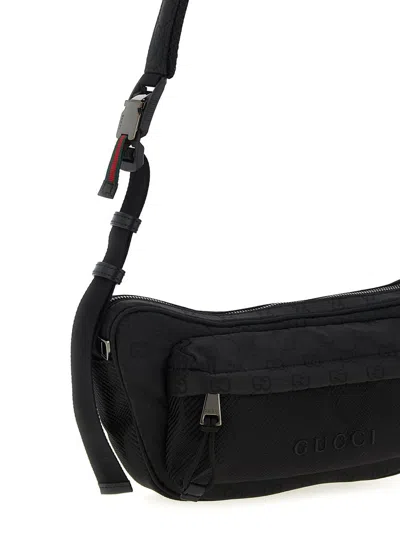Gucci Large Messenger Bag Embossed Pattern In Black