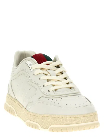 Gucci Men Re-web Leather Sneakers In White