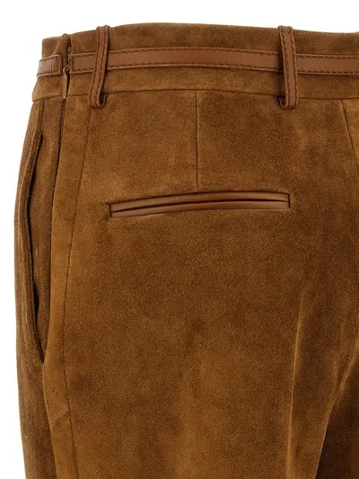 Gucci Soft Texture Trousers Featuring Belt Loops In Brown