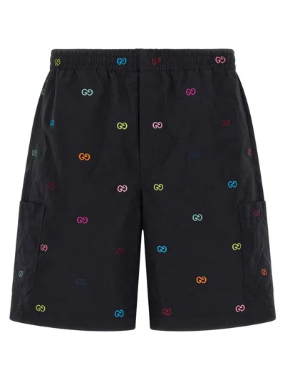 Gucci Bermuda Shorts With Elastic Waistband And Pockets In Black