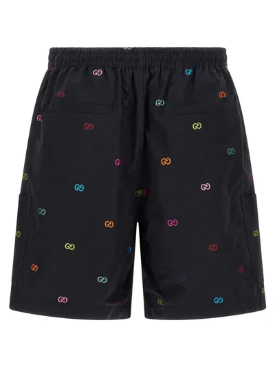 Gucci Bermuda Shorts With Elastic Waistband And Pockets In Black