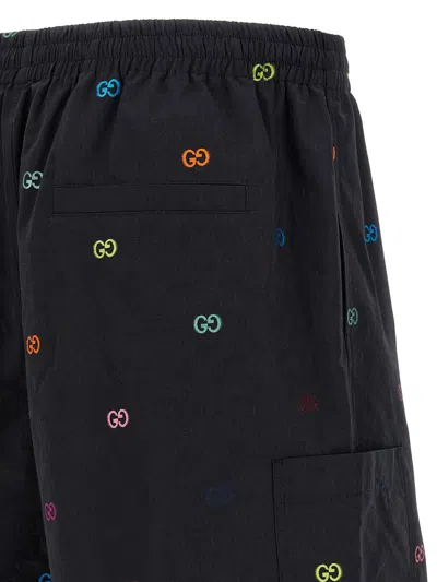 Gucci Bermuda Shorts With Elastic Waistband And Pockets In Black