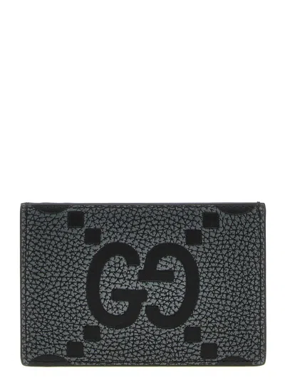 Gucci Jumbo Gg Leather Cardholder In Brown