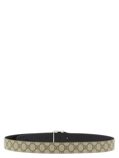 Gucci Gg Fabric Reversible Gg Marmont Belt In Brown