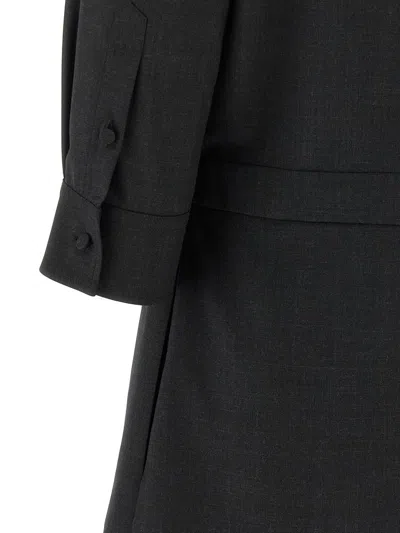 Gucci Womens Horsebit Long-sleeves Wool Mini Dress Ardesia Grey In Black