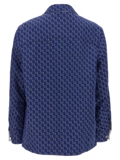 Gucci Gg Shadow Puffer Jackets Blue In Blue