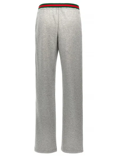 Gucci Women Cotton Jersey Jogging Pants With Web Detail In Gray