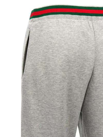 Gucci Women Cotton Jersey Jogging Pants With Web Detail In Gray
