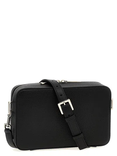 Gucci Logo Leather Shoulder Strap Crossbody Bags Black In Black