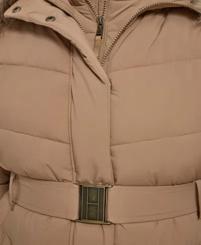 Tommy Hilfiger Plus Size Hooded Puffer Coat In Brown