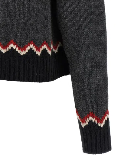 Alanui Grey Fair Isle Patterned Turtleneck Jumper In Animal Print