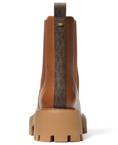 Michael Kors Michael  Women's Asher Leather Lug Ankle Booties In Brown