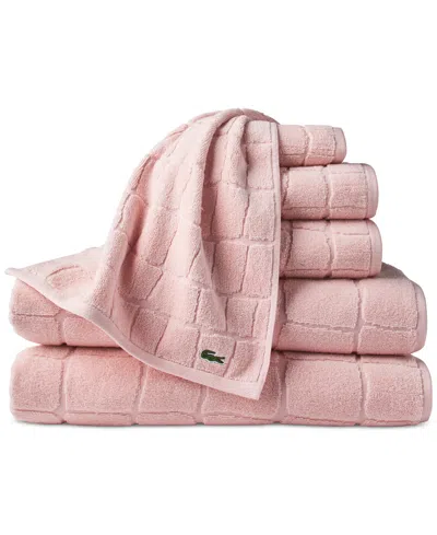 Lacoste Home Heritage Croc Scale Cotton Hand Towel, 16" X 30" In Pink