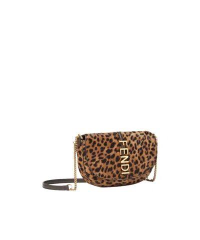 Fendi Graphy Wallet On Chain In Brown