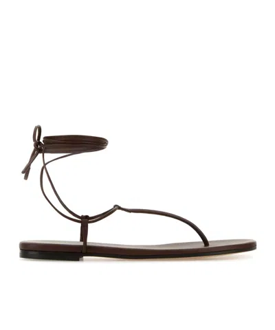 Gianvito Rossi Brown Nappa Leather Gwyneth Thong Sandals In Brown