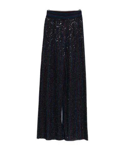 Missoni Wide-leg High Waist Striped Sequin Trousers In Animal Print