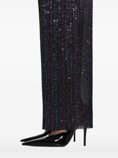 Missoni Wide-leg High Waist Striped Sequin Trousers In Animal Print