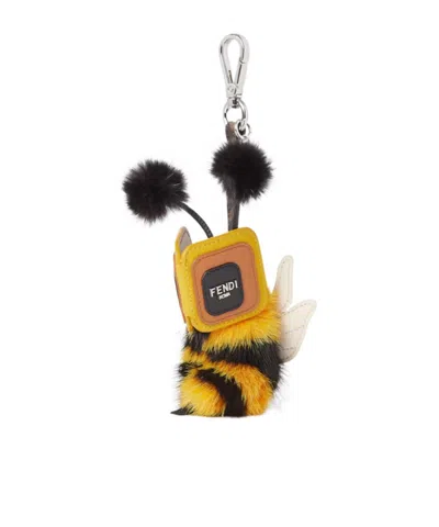 Fendi Keychain Charm Accessory Fur Detail In Brown