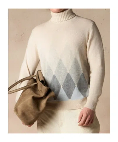 Ballantyne Diamond-shaped Cashmere Turtleneck Sweater In Neutral