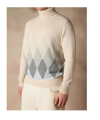 Ballantyne Diamond-shaped Cashmere Turtleneck Sweater In Neutral