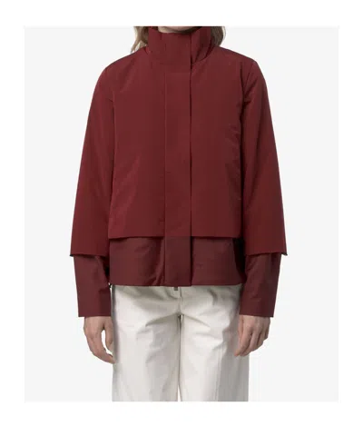 K-way Logo Turtleneck Padded Jacket In Burgundy