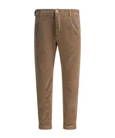 Jacob Cohen Corduroy Pleated Trousers In Brown