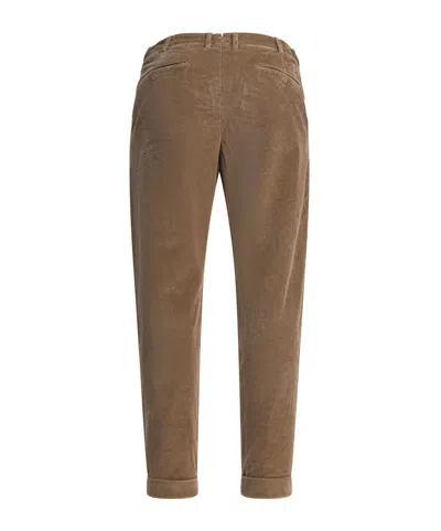 Jacob Cohen Corduroy Pleated Trousers In Brown