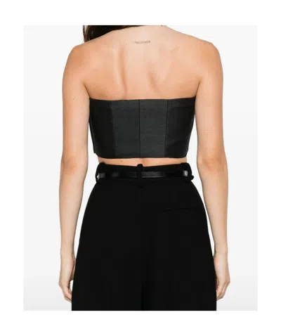 Alberta Ferretti Peserico Ebony Brown Virgin Wool Two-fabrics Dress In Black