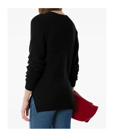 Alberta Ferretti Long Sleeve Crew Neck Knitwear Top In Black
