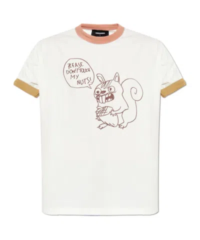 Dsquared2 Graphic Printed Crewneck T-shirt In White