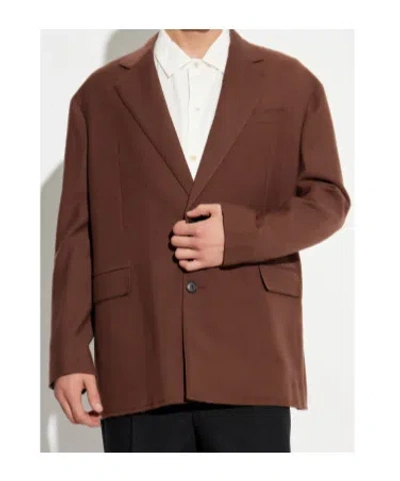 Lanvin Single-breasted Blazer In Brown