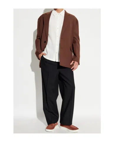 Lanvin Single-breasted Blazer In Brown