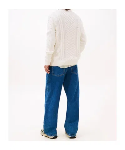 Tommy Hilfiger Tommy Badge Cable Knit Slim Jumper In Neutral