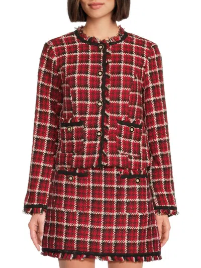 Walter Baker Women's Taryn Tweed Jacket In Burgundy