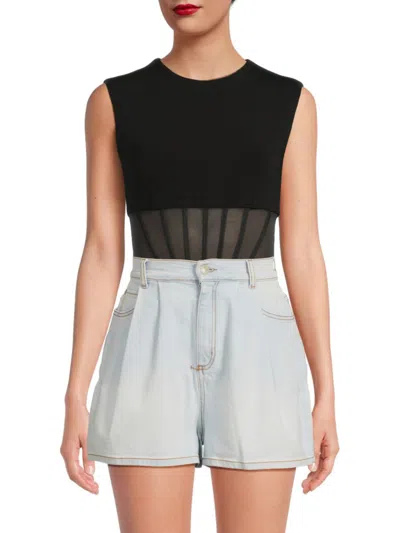 Alexander Mcqueen Mcqueen Women's Mesh Jersey Bodysuit In Black