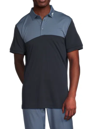 J. Lindeberg Men's Jeff Colorblock Logo Polo Shirt In Blue