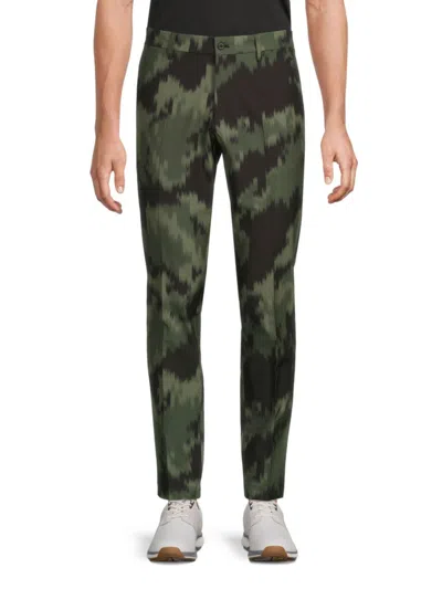 J. Lindeberg Men's Ellott Printed Performance Pants In Green