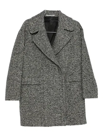 Tagliatore Herringbone Double-breasted Coat In Gray