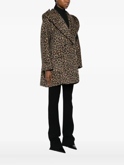 Tagliatore Belted Animal-pattern Coat In Multi