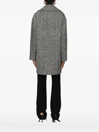 Tagliatore Herringbone Double-breasted Coat In Gray