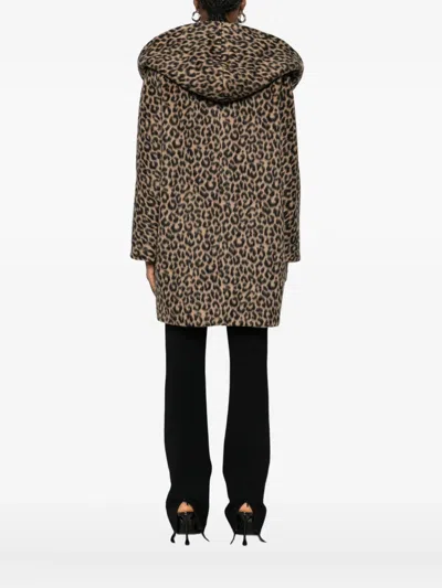 Tagliatore Belted Animal-pattern Coat In Multi